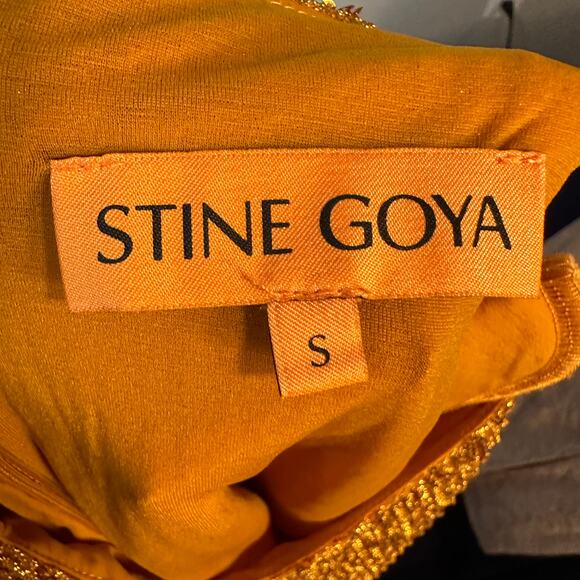 NWOT STINE GOYA Odis Gold Sequined Designer Plissé-Knitted Mini Dress SZ XS & S - Picture 10 of 16